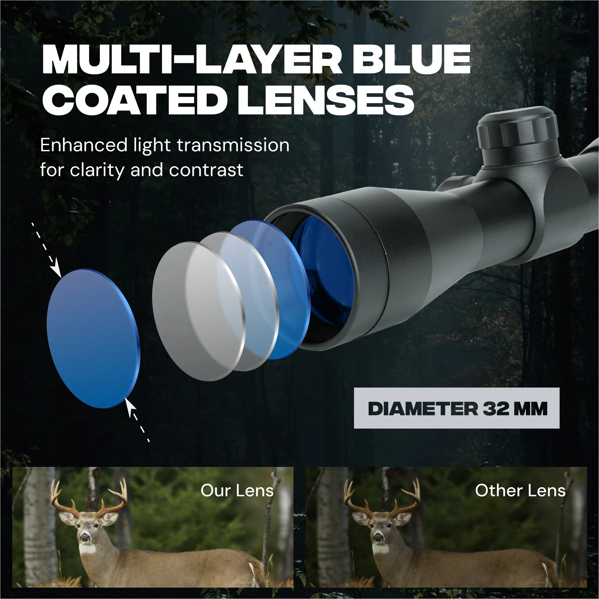 4x32 Viper Eye Crossbow Scope with 2 Mounts Fits 20 mm Picatinny Rail - Image 3