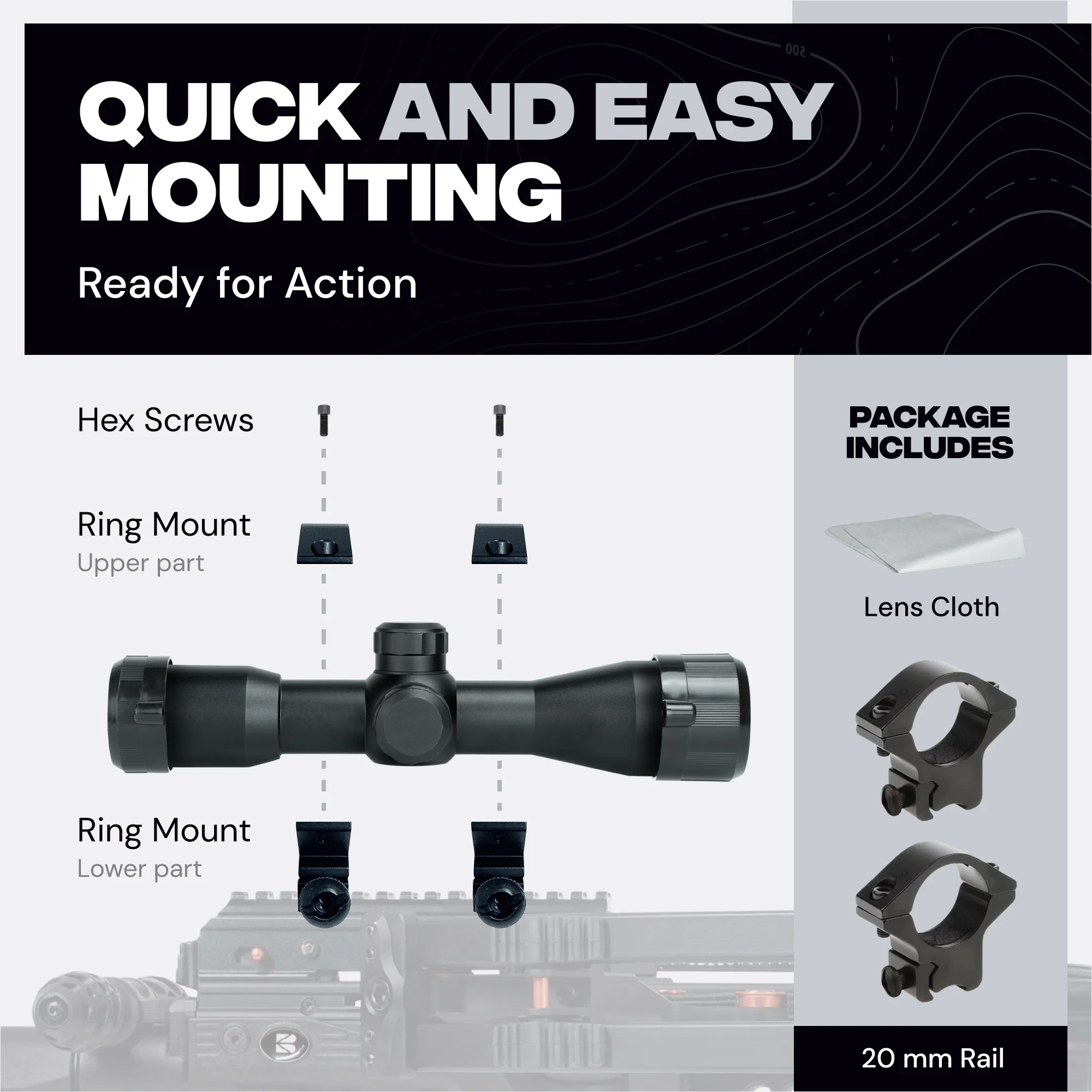 4x32 Viper Eye Crossbow Scope with 2 Mounts Fits 20 mm Picatinny Rail - Image 7