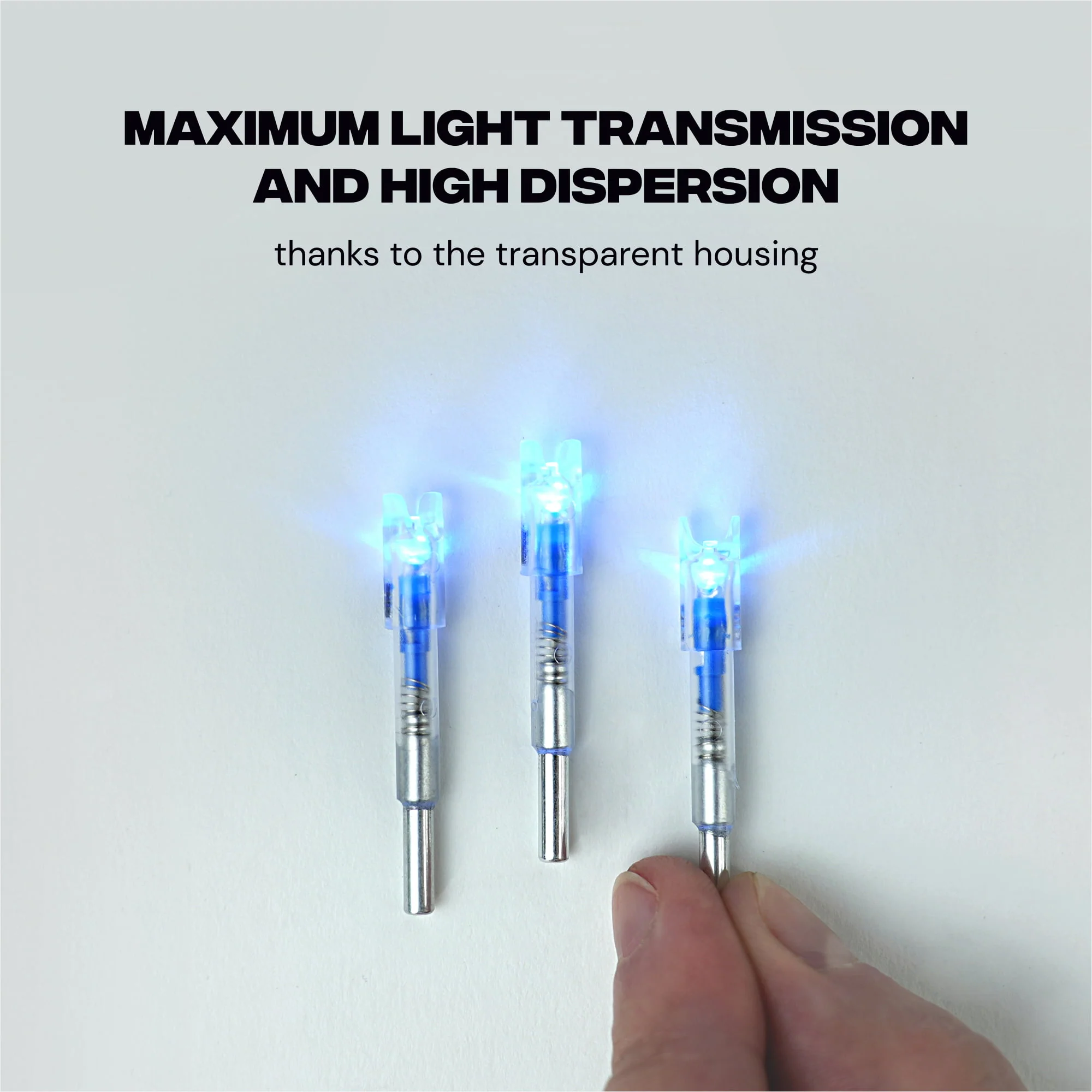 6mm Lighted Nocks - High Visibility LED, Long Battery Life - Blue / Red / Green - 3 pc - Image 8