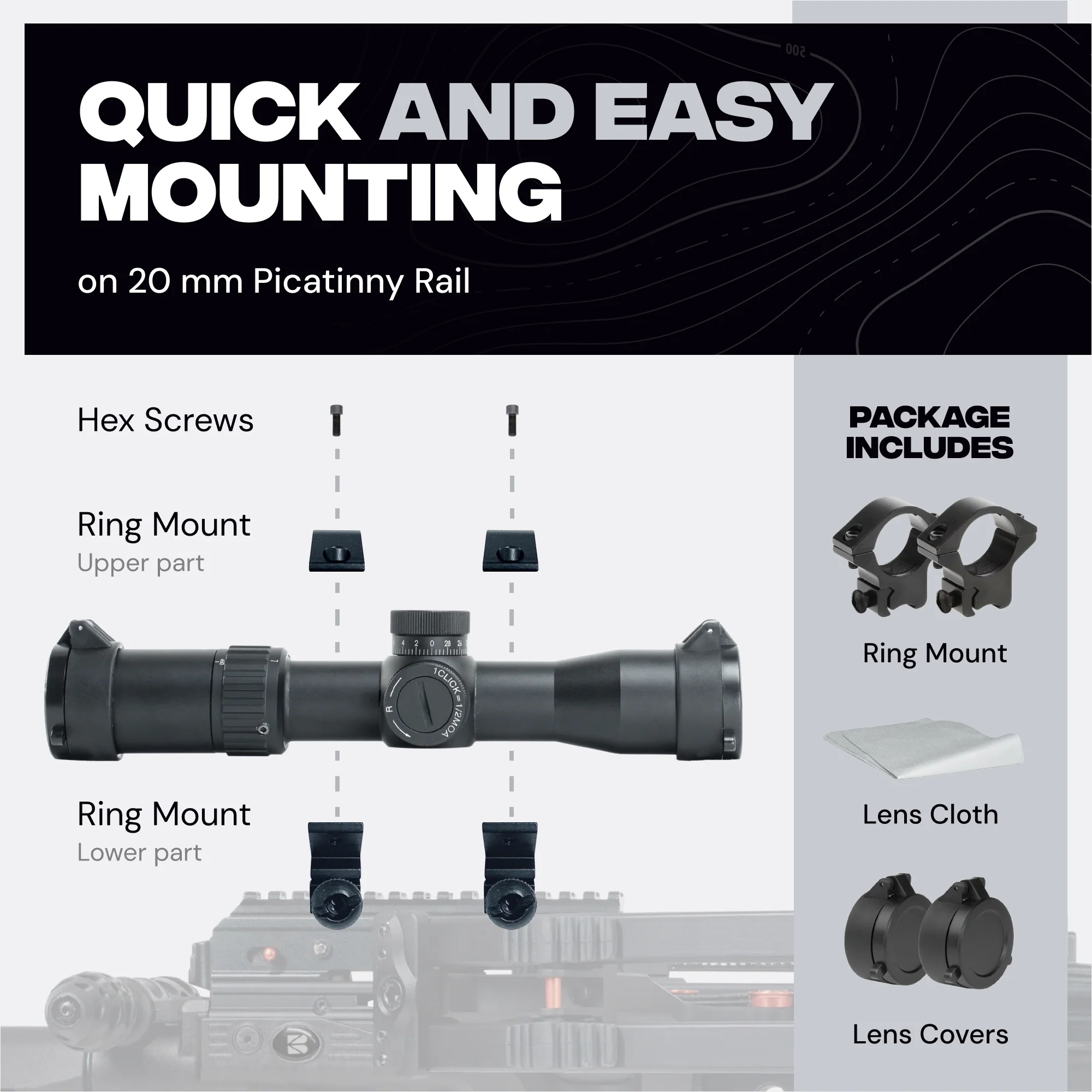 Falcon Flex 2-7x32 Crossbow Scope with Magnification, Illumination - Image 7