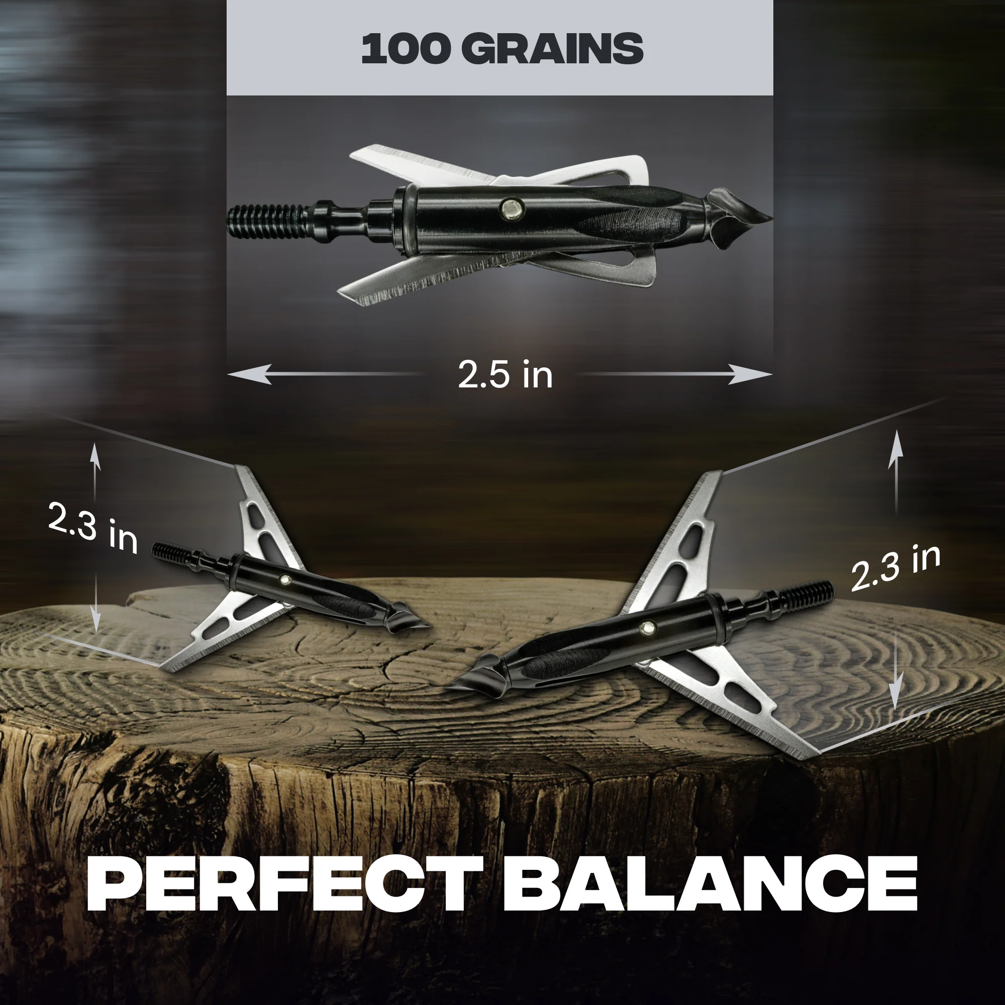 Mechanical Broadheads – 100 Grain, 2-Blade Expandable – 3 Pack - Image 3