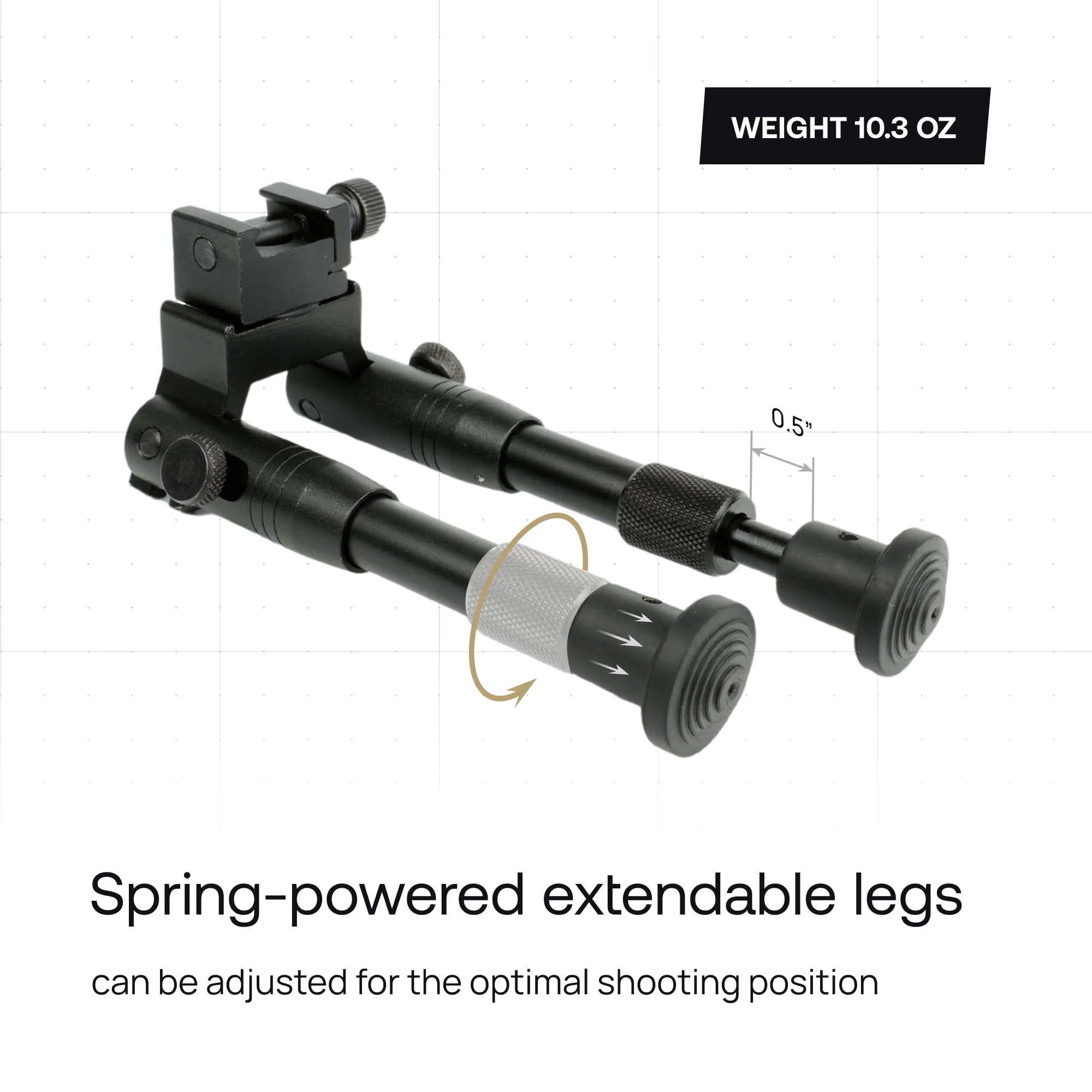 Mighty 3 in 1 Tactical Rifle Bipod with Rail Mount Adapter and Barrel Clamp - Image 5