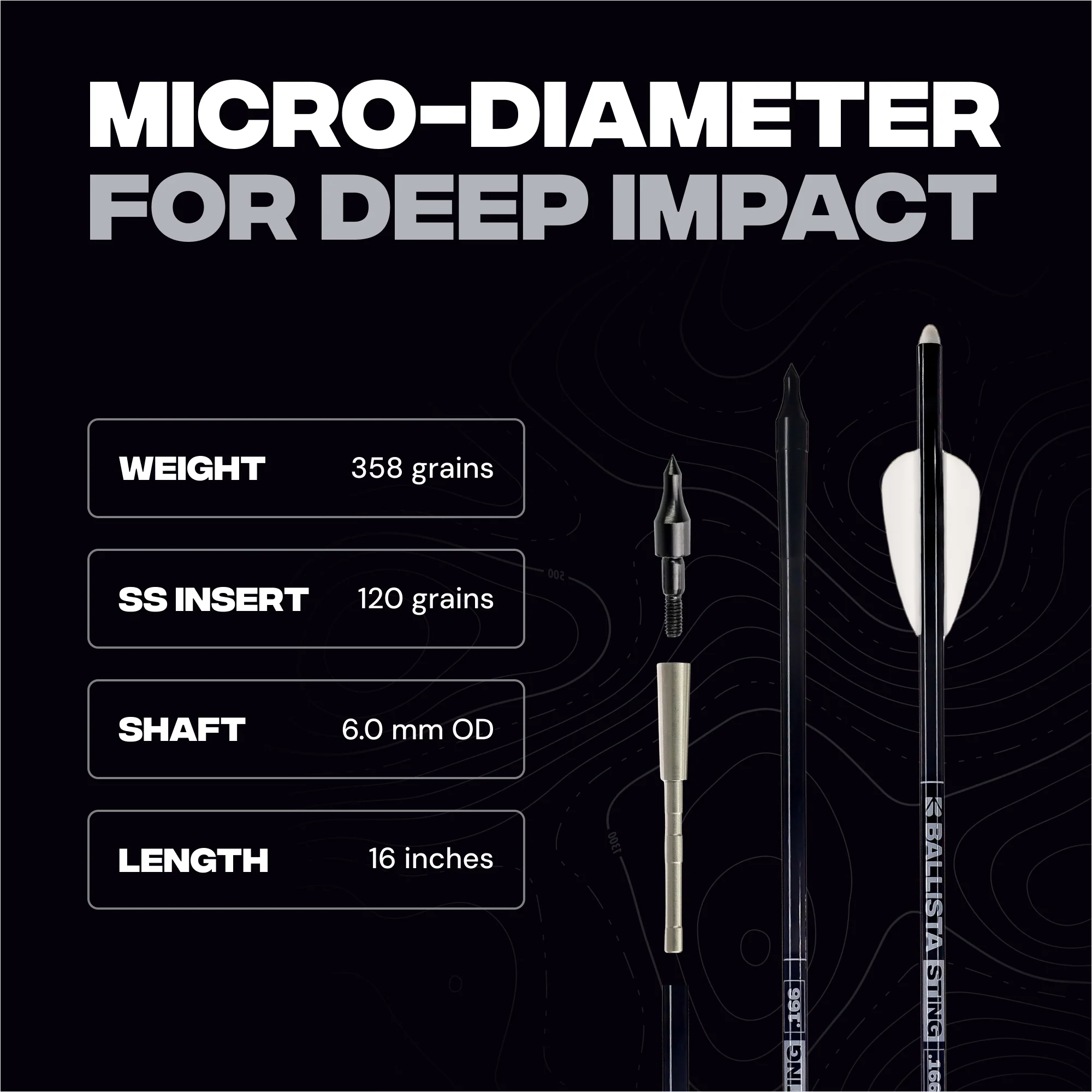 Sting Micro-Diameter Carbon Crossbow Bolts with SS Penetrator Inserts - 16" - 3-Pack - Image 3