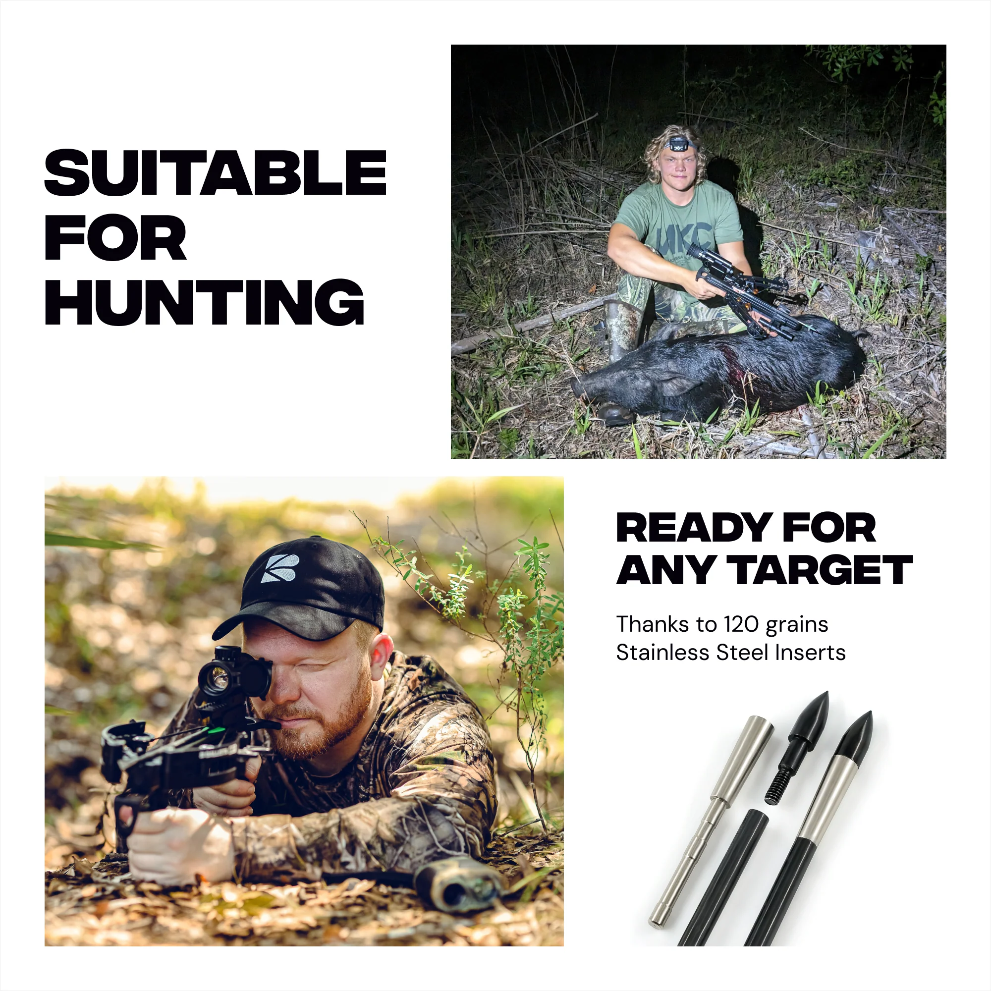 Sting Micro-Diameter Carbon Crossbow Bolts with SS Penetrator Inserts - 16" - 3-Pack - Image 5